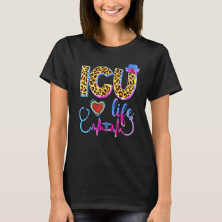 Luipaard Tie Dye Icu Leven Stethoscoop Luipaard Ve T-shirt