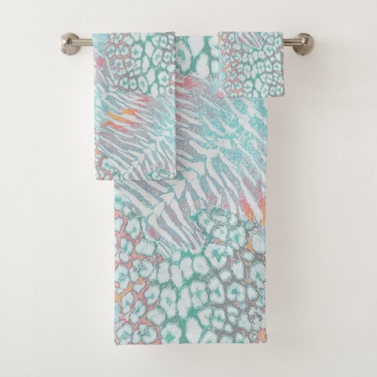 luipaard, tijger, huid, gevlekt, gestreept, Turquo Bad Handdoek (Insitu)