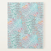 luipaard, tijger, huid, gevlekt, gestreept, Turquo Planner (Achterkant)