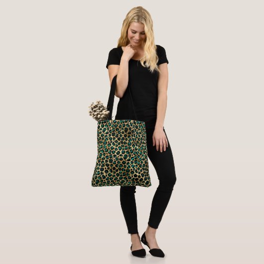 Luipaard turquoise animalier tote bag (Op model)
