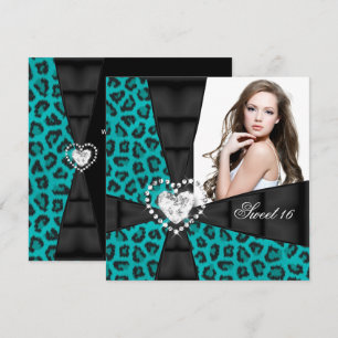 Luipaard Turquoise Blauwe Sweet 16 Zestiende Verja Kaart