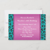 Luipaard Turquoise Roze Sweet 16 Kaart (Achterkant)