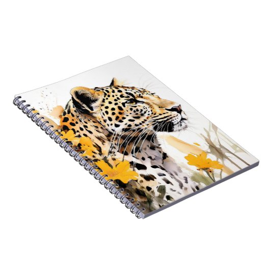 Luipaard tussen gele bloemen notitieboek (Rechterzijde)