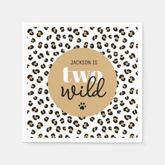 Luipaard Twee Wilde Jongen 2e Verjaardagsfeestserv Servet (Voorkant)