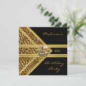 Luipaard Uitnodiging Elegante Zwarte Fluwelen goud (Staand voorkant)