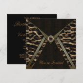 Luipaard uitnodigings sjabloon voor feestje kaart (Voorkant / Achterkant)