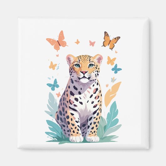 Luipaard Vector Vlinder Schattig Fun Animal Magneet (Voorkant)