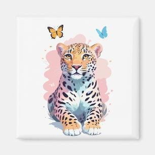 Luipaard Vector Vlinder Schattig Fun Animal Magneet