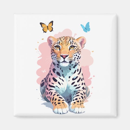 Luipaard Vector Vlinder Schattig Fun Animal Magneet (Voorkant)