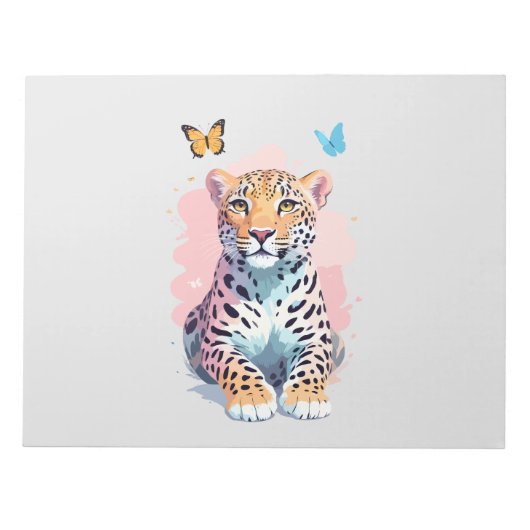 Luipaard Vector Vlinder Schattig Fun Animal Notitieblok (Voorkant)