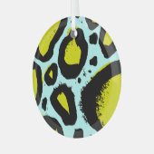 Luipaard Vibrance: kleurrijke wilde texturen. Glas Ornament (Voorkant links)