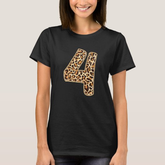 Luipaard Vierde 4e Verjaardagsfeestje Vier 4 Jaar T-shirt (Voorkant)