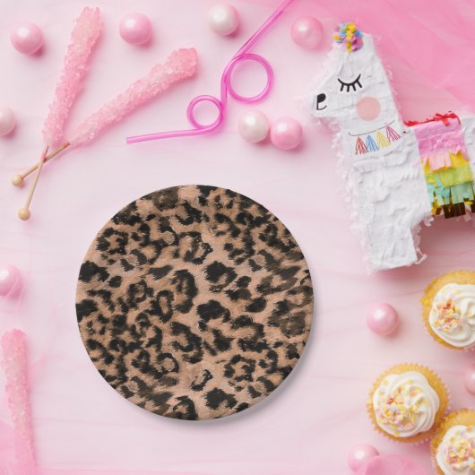 Luipaard - vingerafdrukken met vingerafdrukken papieren bordje (Feest)