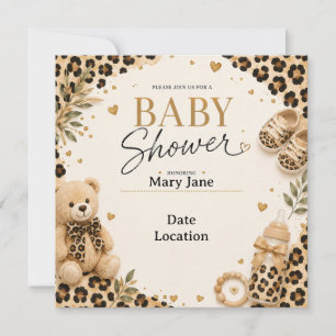 Luipaard voor babyshower kaart
