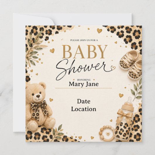 Luipaard voor babyshower kaart (Voorkant)