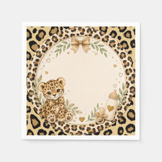 Luipaard voor babyshower servet (Voorkant)