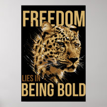 Luipaard Vrijheid Ligt in Dapper Zijn Quote Poster