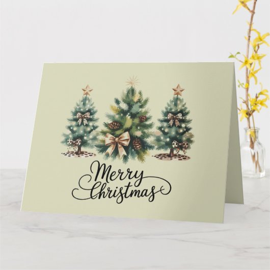 Luipaard Vrolijk Kerstboom Coquette Bow Xmas Kaart (Gele Bloem)