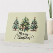 Luipaard Vrolijk Kerstboom Coquette Bow Xmas Kaart (Voorkant)