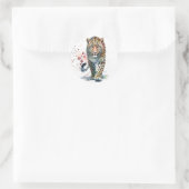 Luipaard Wandelende Waterverf Ronde Sticker (Tas)