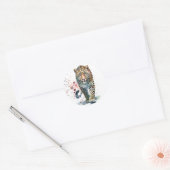 Luipaard Wandelende Waterverf Ronde Sticker (Envelop)