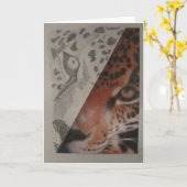 Luipaard Wenskaart-Blank Inside Kaart (Gele Bloem)