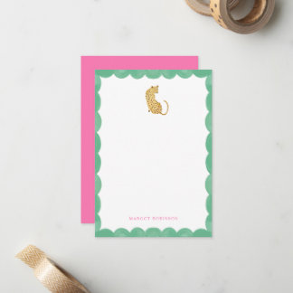 Luipaard Whimsical Persoonlijk Briefpapier Notitie Notitiekaartje
