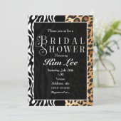 Luipaard Zebra Bruiloft Typografie Uitnodiging (Staand voorkant)