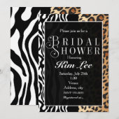 Luipaard Zebra Bruiloft Typografie Uitnodiging (Voorkant / Achterkant)
