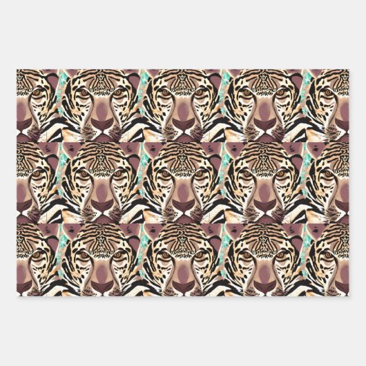 Luipaard, Zebra en Giraffe Afdrukken Verjaardag Inpakpapier Vel (Voorkant 2)