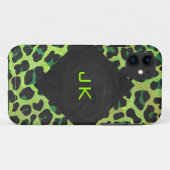 Luipaard Zwart en Groen met Monogram Case-Mate iPhone Case (Achterkant (horizontaal))