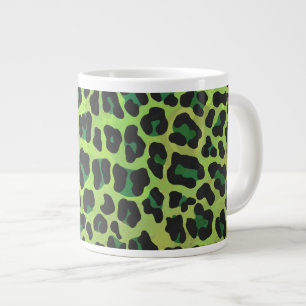 Luipaard Zwart en Groen Print Grote Koffiekop