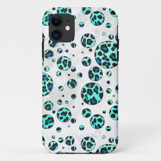 Luipaard Zwart en Turkoois Print Case-Mate iPhone Case (Achterkant)