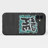 Luipaard zwart en turkoois print Case-Mate iPhone case (Achterkant (horizontaal))