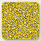 Luipaardafdrukken, luipspuiten, geel luipaard bier onderzetter (Voorkant)
