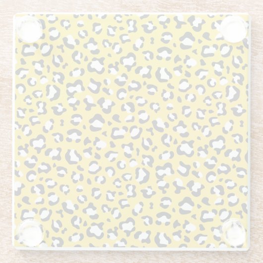 Luipaardafdrukken, luipspuiten, geel luipaard glazen onderzetter (Achterkant)