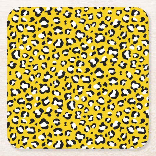Luipaardafdrukken, luipspuiten, geel luipaard kartonnen onderzetters (Voorkant)