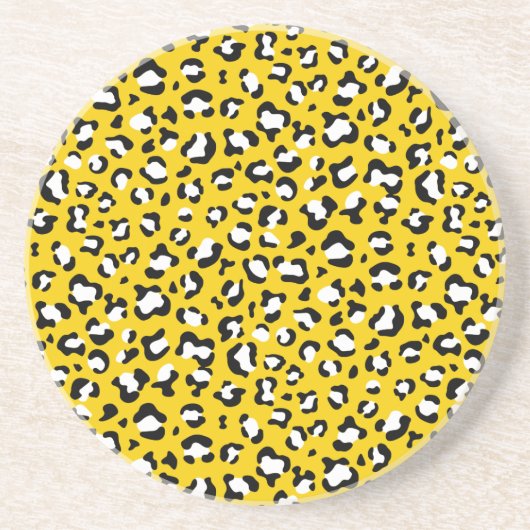 Luipaardafdrukken, luipspuiten, geel luipaard zandsteen onderzetter (Voorkant)