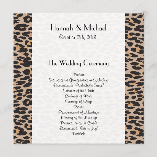 Luipaardafdrukken, spuiten, bruine luipaard, bruil programmakaart (Voorkant)