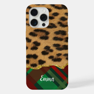 Luipaardbont en vakantie Plaid iPhone 15 Pro Max Case