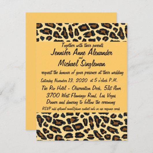 Luipaardbont Huidige Trouwdag Informatiekaartje (Voorkant / Achterkant)