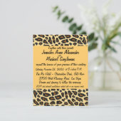 Luipaardbont Huidige Trouwdag Informatiekaartje (Staand voorkant)