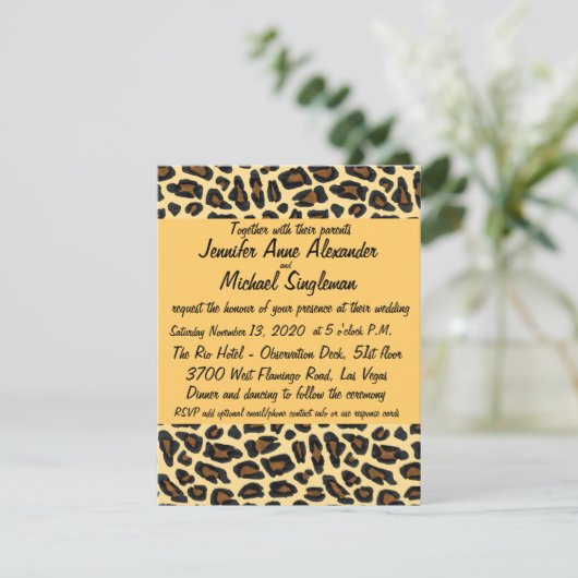 Luipaardbont Huidige Trouwdag Informatiekaartje (Staand voorkant)