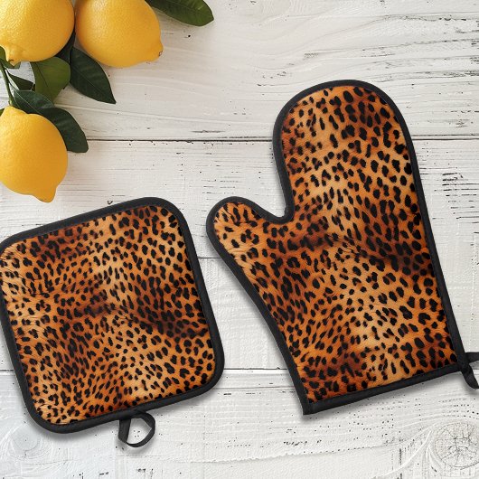 Luipaardbont Vlekkenpatroon Ovenwant & Pannenlap Set