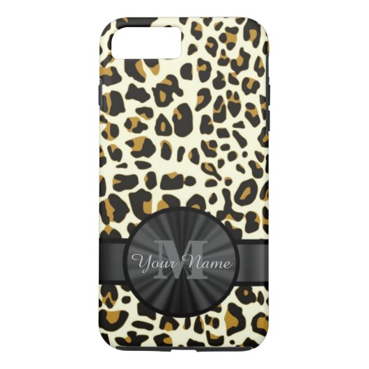 Luipaarddierenprint monogrammed Case-Mate iPhone case (Achterkant)