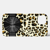 Luipaarddierenprint monogrammed Case-Mate iPhone case (Achterkant (horizontaal))