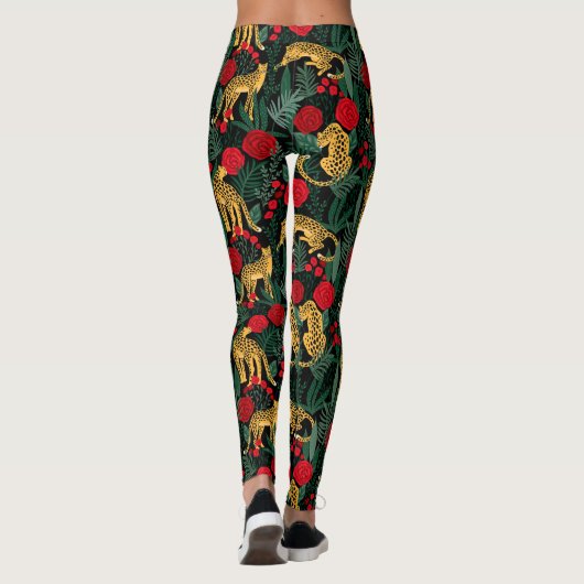 luipaarden en rode rozen leggings (Achterkant)