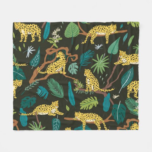 Luipaarden in Oerwoud:  Wild Fleece Deken (Voorkant (Horizontaal))