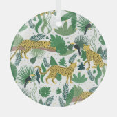Luipaarden Oerwoud: Tropisch Kinder naadloos. Glas Ornament (Voorkant)