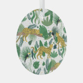 Luipaarden Oerwoud: Tropisch Kinder naadloos. Glas Ornament (Voorkant Rechts)